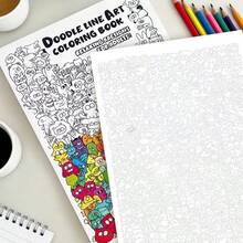 高品质成人控笔线条画减压艺术素描本，A4尺寸 - 包含24幅精心设计的不同高度复杂图案线条素描，沉浸式控笔线条画练习纸，专业艺术绘画用品，适合成人在工作休息时间进行绘画和素描练习，24种不同图案，适合初学者，训练专注力和观察力，是送给家人、朋友和同事的理想节日礼物、生日礼物和派对礼品。 - 彩色 - 查看 3