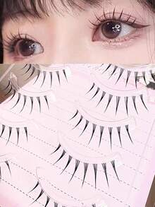 Lvcheryl 5 Pairs Of Angel Lashes ,Fairy Lashes Strip,Japanese Manga False Eyelashes, Wispy Lashes With Sharp Eyes,Comfortable Simulated Eyelashes, Light And Curly Lashes With Spikes And Bottoms, Suitable For Daily Makeup - Black - View 2