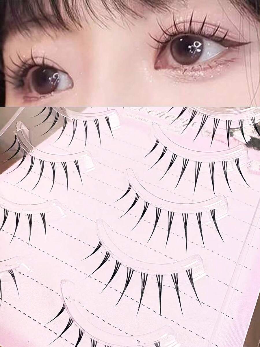 Lvcheryl 5 Pairs Of Angel Lashes ,Fairy Lashes Strip,Japanese Manga False Eyelashes, Wispy Lashes With Sharp Eyes,Comfortable Simulated Eyelashes, Light And Curly Lashes With Spikes And Bottoms, Suitable For Daily Makeup