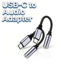2条USB-C转3.5mm编织音频转换器，兼容 17/16 Pro Max/16 Pro/16 Plus/16/15、S26/S25/S24/S23/S22/S21/S20 Ultra Plus等系列，即插即用便携式转换器 - 黑色 - 查看 1