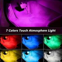 KELEEL 2/4pcs Wireless Car Interior LED Lights, 7 Color Car Interior Light Strip With 6 Bright LED Beads, Portable USB Rechargeable Car Interior LED Night Light For Car Decor - Upgraded - Magnetic Version - View 3