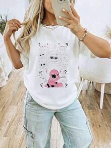 Under The RadarCamiseta Unisex Vintage de Anime 100% Algodón con Cuello Redondo, Diseño Gráfico de Anime, Camiseta de Manga, Anime Japonés Hitori Gotoh Bocchi The Rock, Diseño de Boceto de Ansiedad Social, Arte Divertido con Efecto Glitch-Vintage Street Style Unisex Loose Cotton Short Sleeve Crew Neck T-Shirt - Blanco - Ver 2