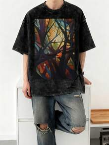 Camiseta Oriole Morning, camiseta de anime, ropa vintage, camisetas personalizadas, camisetas de entrenamiento para hombre de talla grande, camisetas estampadas, tops para hombre y mujer, unisex, cuello redondo, moda de verano, estampada, casual, retro, lavada, negra, de manga corta. - Negro - Ver 7