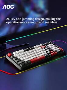 AOC Wired Gaming Keyboard, With Rainbow LED Backlight, 102-Key Full-Size Layout, 1000Hz High Refresh Rate, 26-Key Anti-Ghosting, USB Keyboard For PC Laptop Gaming & Office - View 7