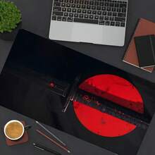 1 pieza Alfombrilla de ratón grande con diseño de sol rojo estilo japonés Katana, Estera de escritorio extendida con estilo Samurai Bushido, Accesorios de escritorio de oficina, Alfombrilla de computadora antideslizante con borde cosido, Base de goma para portátil y teclado, Duradera y resistente a derrames, Regalo ideal para el hogar, la oficina y los gamers - Ver 5
