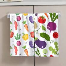 2/4/6pcs Vegetable Pattern Printed Dish Towels, Super Absorbent Microfiber Modern Cleaning Cloths, Cooking And Baking Tea Towels, Dishcloths, Kitchen Decor, Gifts For Neighbors, Mothers, Birthdays, Housewarming For Friends, Kitchen Essentials, Daily Necessities - Multicolor - View 8