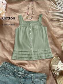 Blusa casual, cómoda y elegante de color azul marino para primavera y verano - Verde - Ver 9