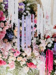 MEHELANY 3件套仿真紫藤花吊兰，情人泪吊兰，亮粉色婚礼仿真花丝质苋菜，瀑布式花束，适用于家居派对酒店墙面背景装饰，DIY插花材料，花瓶填充物，生日礼物 - 深粉 - 查看 6