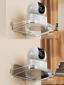 Soporte de monitoreo, estante de almacenamiento montado en la pared sin taladro, diseño perforado, sin monitoreo de cámara, exterior del hogar, estante de almacenamiento montado en la pared interior, estante flotante, estante flotante, estante de almacenamiento de router y monitor para la sala de estar - Multicolor - Ver 6