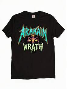 Unisex T-Shirt With The Logo Of The Metal Band Arakain Wrath, Made Of Soft Fabric, A Basic Urban Casual Style Garment Suitable For All Seasons, Versatile For Any Season, Affordable For Everyday Wear And A Perfect Christmas Gift For Fans And Friends - Ideal For Parties And Everyday Wear, Perfect For Holidays And Leisure Time, Excellent For Parties And Family Vacations, Urban Fashion, Party Outfit, Summer Casual Wear. - 黑色 - 查看 1