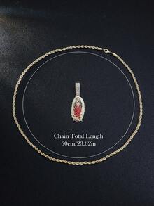 1 chiếc mặt dây chuyền Đức Mẹ Guadalupe mạ vàng 18K, dây thừng, phong cách hip hop, quà tặng cho người yêu thích trang sức tôn giáo, cầu nguyện, tốt nghiệp. - Đức Mẹ - Xem 6