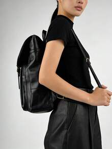 JIANSHANGGUSHI Women's Retro Fashion Backpack, With Multi-Pocket Decor Design, Versatile For Commuting - Black - View 5