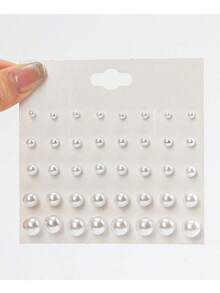 20pairs New White Pearl Ball Stud Earrings Set - White - View 1