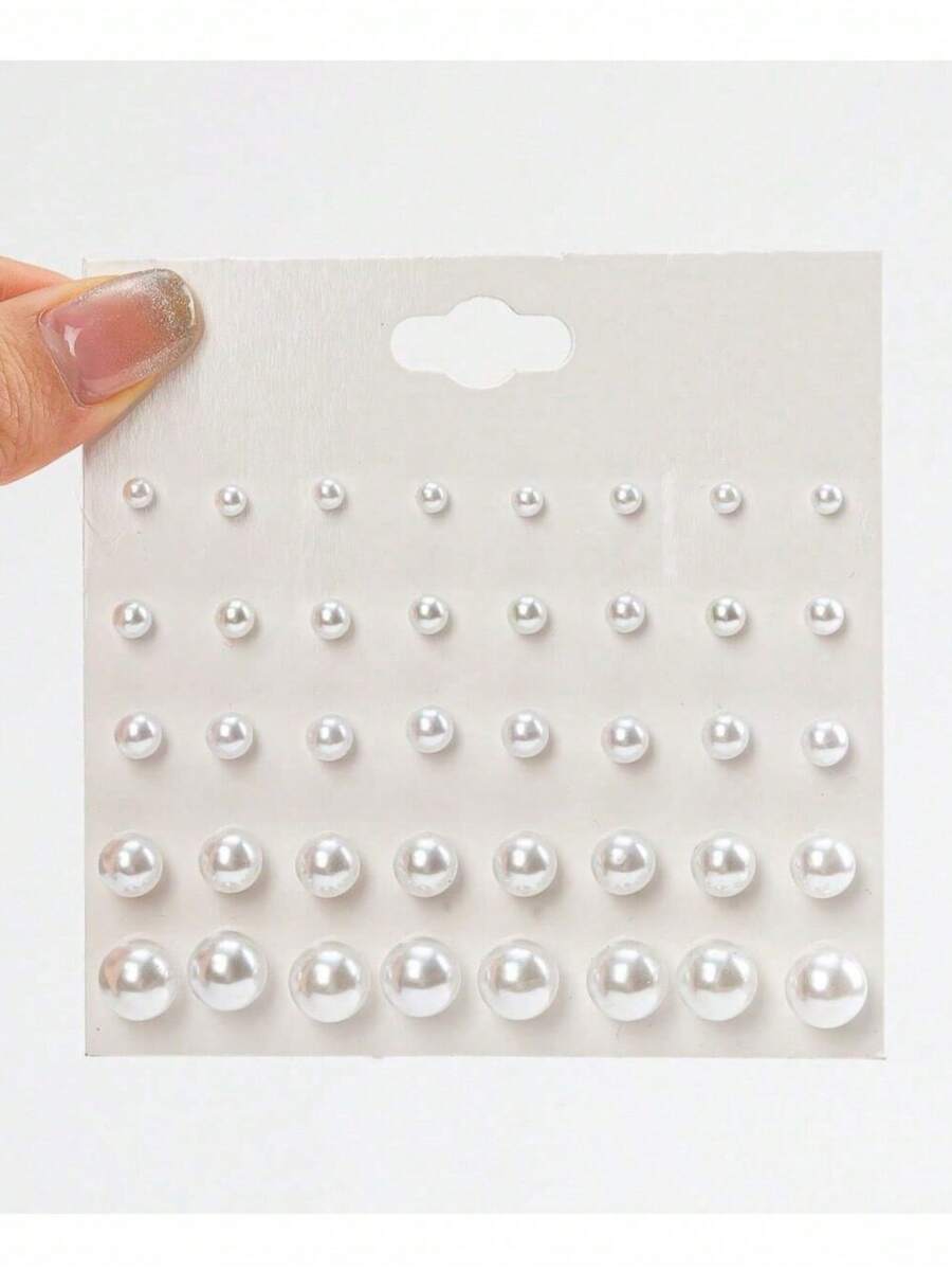 20pairs New White Pearl Ball Stud Earrings Set - White - View 1