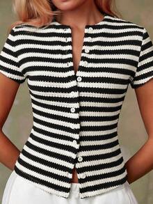 Cárdigan rojo casual para mujer - Blanco y Negro - Ver 7
