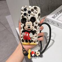 This Disney Mickey Mouse Lanyard Phone Case Is Fully Covered In TPU Material. It's Shockproof, Lightweight, And Compatible With IPhone17/16/11/13/15/15 Plus/15 Pro/15 Pro Max/12/14 Pro Max/11 Pro Max/12 Pro/12 Pro Max/13. This Phone Case Makes A Popular Birthday Gift Or Business Gift; It's Durable, Stain- And Fingerprint Resistant, And Suitable For Both Men And Women. The Set Also Includes A Mickey Mouse Phone Case And A Mickey Mouse Plush Bracelet. It's A Perfect Gift For Friends And Family. This Stylish Phone Case Is Fun, Lightweight, And Durable. IPhone17 Pro Max Phone Case, Minnie Mouse Phone Case. - 白色 - 查看 6
