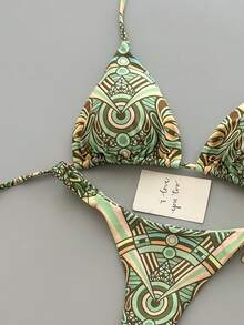 Bộ bikini 2 mảnh phong cách bohemian thanh lịch, gợi cảm, in hoa, buộc dây, thích hợp cho kỳ nghỉ biển mùa xuân/hè. - Nhiều màu - Xem 5