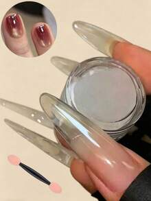 1 Caja de Polvo de Uñas Espejo, Textura Delicada de Alto Brillo Transparente, Adecuado para Decoración de Arte de Uñas DIY, Incluye 1 Herramienta de Aplicación - Multicolor - Ver 8