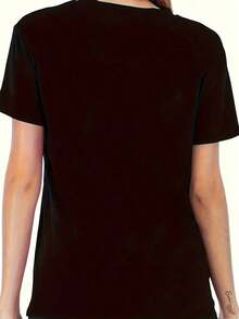 GiftGiftGiftGiftWomen's T-Shirt With Nutcracker, Ballet, Tree And Mouse Print, Round Neck, Christmas Gift, SoftSoftSoft - Hitam - View 3