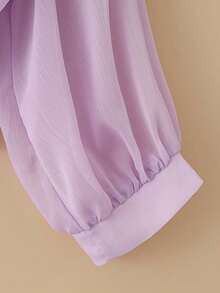 Nueva blusa de gasa de unicolor con chal corto casual de estilo de alas de murciélago para mujeres - Morado - Ver 5
