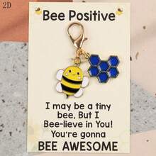 1pc/3pcs Cute Bee & Honeycomb Keychain, Motivational Keyring, Suitable For Backpack Keys, Small Sentimental Gift For Friends And Family, Spreading Positive Energy - Multicolor - View 10
