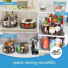 Transparent 360° Rotating Refrigerator Storage Rack/Shelf/Rotating Tray/Spice Rack, Saving Space, Suitable For Condiments, Sauces, Jams – Suitable For Refrigerators, Cabinets, Tables, Wardrobes - one-size - View 2