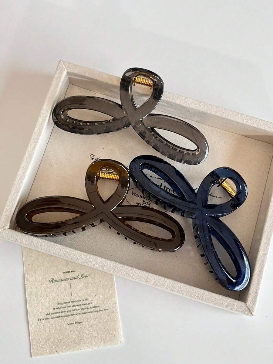 3 Pcs/1 Pc Women's 13cm/5.12in Blue, Brown, Transparent Gray 8-Shaped Hair Claw Clips, Fashionable Back Of Head Hair Accessories, Versatile, Elegant & Minimalist, Suitable For Daily, Casual, Party, Beach, Vacation, Hairstyle Design, Face Washing/Hair Washing, Makeup, Clothing Accessories, Spring Hair Claws, Summer Hair Claws, Autumn Hair Accessories, Winter Hair Claws - Multicolor - View 1