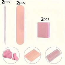 6-Piece Disposable Manicure Set: Mini Nail File, Polishing Stick And Stick - Free Formaldehyde, Ideal For Home And Salon Manicures - Pink - View 6