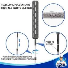 MR.SIGA Plumero Largo de Microfibra Flexible para Limpieza de Huecos, Mango Ajustable de Acero Inoxidable, Limpiador de Huecos Lavable - Gris - Ver 5