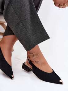 Elegant And Stylish Women's Sandals Made Of Natural Suede, On A Low Block Heel, With A Comfortable Leather Insole And An Adjustable Strap Beige Black Red Beige Black Red - Black - View 5