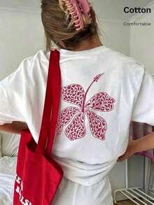 Camiseta para Mujer con Estampado de Animales, Cuello Redondo, Manga Corta, Diseño Oversized, Ideal para Streetwear - Blanco - Ver 1