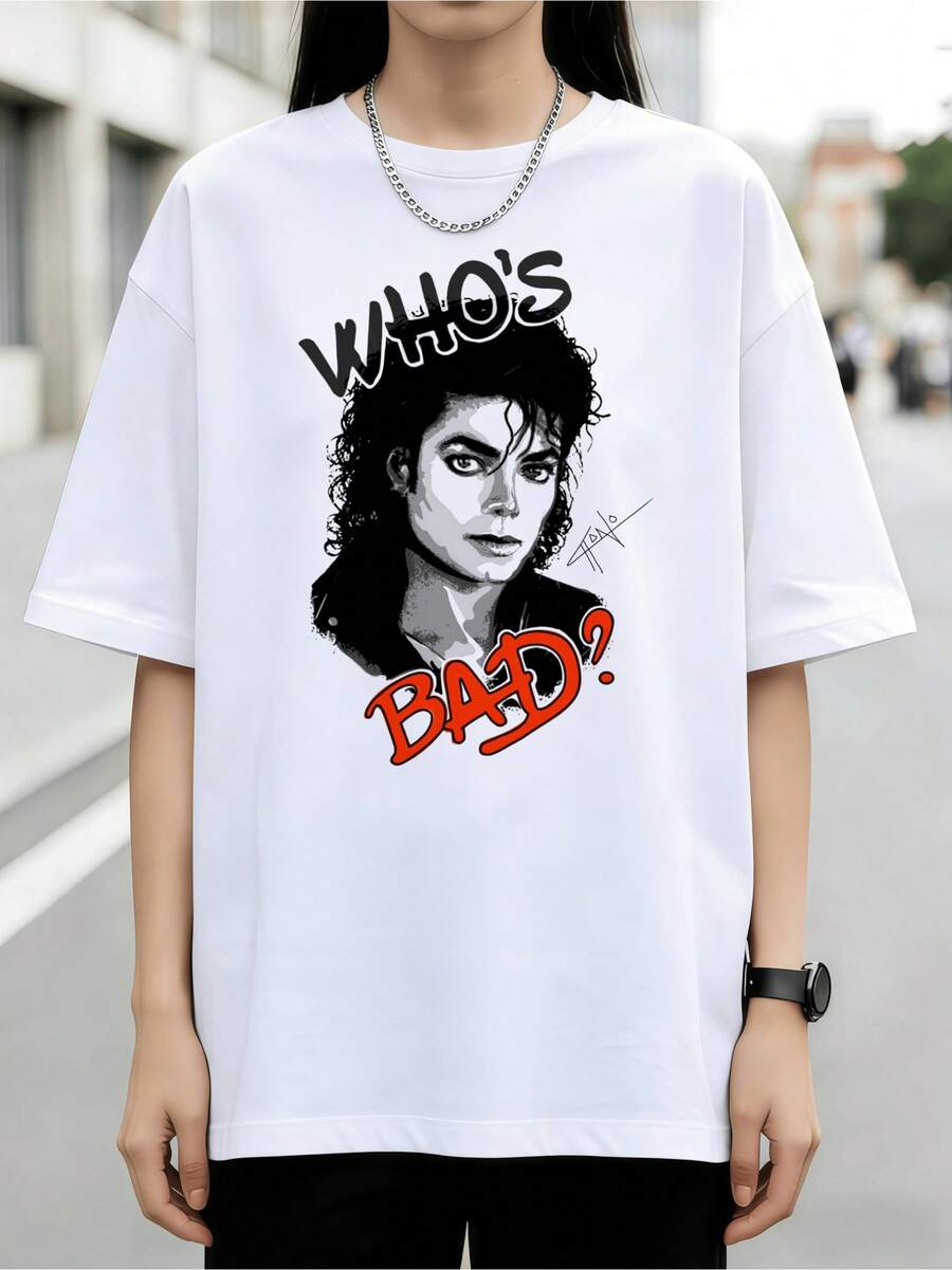 Bad Graffiti Illustration Cotton T-Shirt - White - View 1