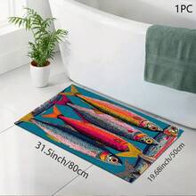 1 pieza Estera absorbente/secado con estampado de pescado salado para cafetera, vajilla - Estera protectora absorbente de poliéster para escritorio con almohadilla antideslizante de goma, para decoración de la cocina, bar en casa y mesa de comedor - Multicolor - Ver 10