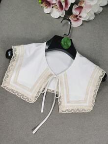 1件女士多色精致水溶刺绣碎花宫廷风梭织面料露肩卫衣，时尚新款可拆卸领子，秋冬款 - 彩色 - 查看 15