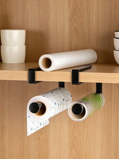 Bộ 2 giá treo khăn giấy nhà bếp bằng thép carbon, không cần khoan, gắn trên tủ, giá đựng khăn bằng kim loại chống gỉ, phù hợp với tủ bếp tiêu chuẩn, thép carbon chắc chắn, tiết kiệm không gian cho nhà bếp nhỏ.