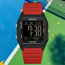 SANDA. Men's Digital Sports Watch, Silicone Strap Waterproof Electronic Wrist Watch, Multifunctional Luminous Display Watch For Outdoor Sports Daily Wear - 6355J - View 3