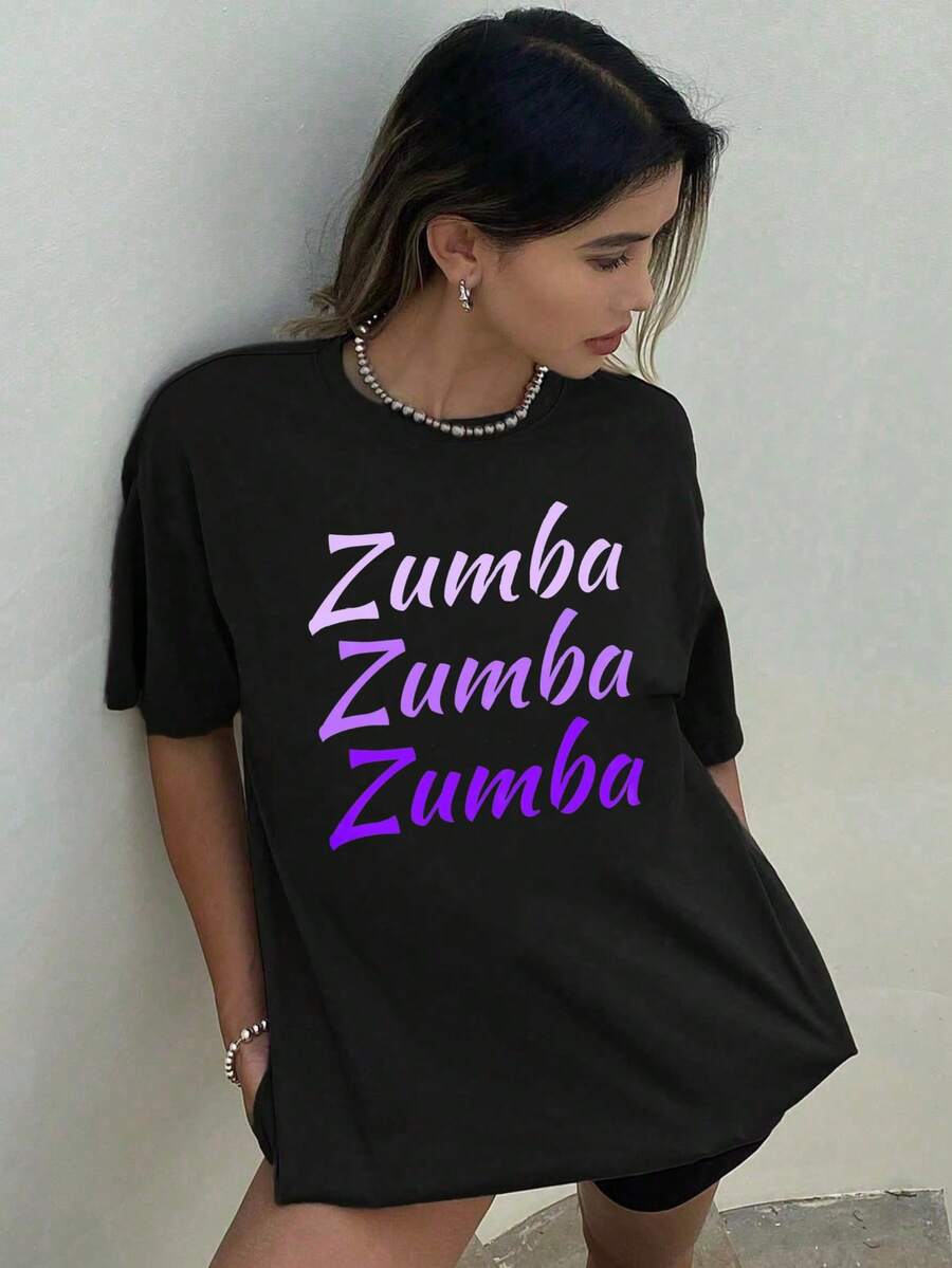 1 Piece 180g Women's T-Shirt, Men's T-Shirt, Casual Cotton Crew Neck T-Shirt. Women's Sports T-Shirt. Designed By Y2K Artists In The Bababask Style, Made From 100% Pure Cotton. Creative Cartoon Pattern Design, Comfortable Short Sleeves, Zumba - 黑色8 - 查看 1