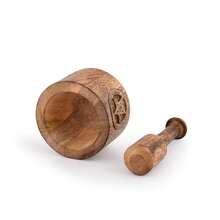 Kaizen Casa Wooden Mortar And Pestle Garlic Masher Hand Grinder Crusher Kitchen Gadgets - White - View 4