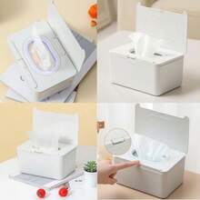 Flushable Wipes Box Dispenser Compatible, Keeps Wet Tissue Clean And Fresh, Refillable Wet Wipes Container, Wipe Holder For Baby And Adult, With Non-Slip Base, Easy Open Sealing Design Lid, For Home - Trắng - Xem 6