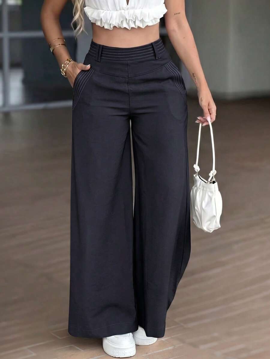 Pantalones sueltos y casuales para mujer, versátiles para el verano - Negro - Ver 1