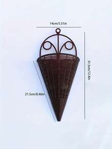 3 buah/1 buah Pot Gantung Dinding Rotan Imitasi Vintage, Keranjang Anggrek Gaya Rotan Vintage Cocok untuk Dekorasi Rumah, Pot Tanaman Vintage Cocok untuk Taman dan Dekorasi Rumah, Pot Kerucut Rotan Imitasi Plastik, Pot Gantung Dinding, Pot Pagar Balkon - A - View 2