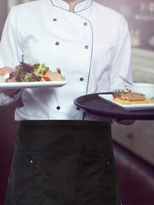 1PC 5-Pocket Server Apron - Rivet-Accented Unisex Short/Half Apron, Suitable For Cafes, Restaurants, Kitchens, And Home Use - Multicolor - View 9