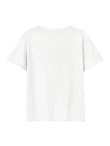 Women's Summer 2026 Custom Blouse, Round Neck, Casual Country Style Floral Print, Versatile Short Sleeve Sweet Korean Style Student T-Shirt, 1 Piece, Loose Cotton White Short Sleeve Round Neck T-Shirt, Urban Vintage Style. - 白色 - 查看 5