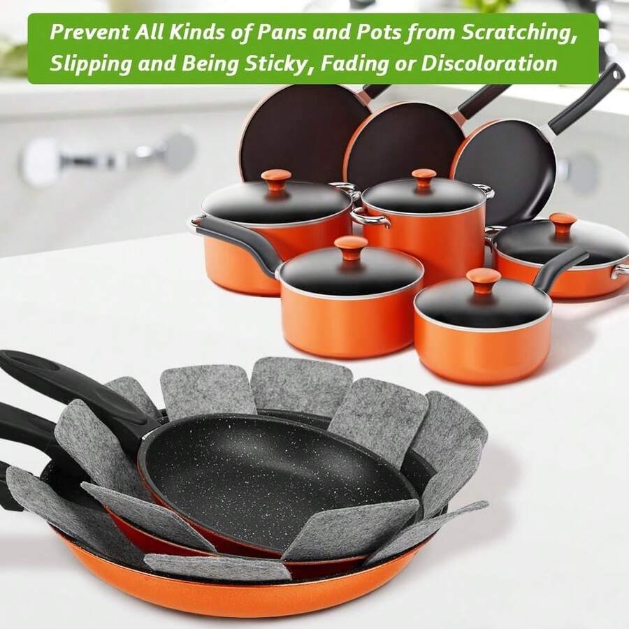 12 Pcs Pot And Pan Protectors, Thicker Felt Pan Pot Separators For Stacking, Set Of  3 Different Sizes, Cookware Protectors For Stacking Skillet Ceramic Saucepan Glassware - Xem 1