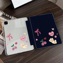 1 chiếc ốp lưng máy tính bảng hai mặt in hình gấu bông và quả anh đào, có khe cắm bút. - Nhiều màu - Xem 8