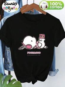 Camiseta de Algodón Casual de Última Moda para Mujer: 1 pieza de camiseta de marca para mujer,% algodón, cómoda y con un estampado de un perro  escuchandoúsica, con la palabra impresa. Un imprescindible para los fans de, esta camiseta casual de verano, suave y transpirable, lavable aáquina y se puede usar tanto en interiores como en exteriores. Estilo versátil adecuado para el verano. ,Skin Friendly Pure Cotton Basic Tee, Casual Short Sleeve Loose Style For Female Ladies, Ideal For Street Fashion School Life Holiday Trip Party Gathering Daily Everyday Casual Dressing Lookropa  ropa de mujer basicos mujer tops de mujer ofertas ropa deportiva de mujer playeras para hombre playeras de mujer y8k mujer - Negro - Ver 1