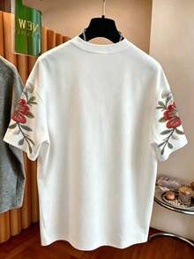 Camiseta de manga corta holgada con estampado de mariposa en acuarela de dopamina, estilo de niña dulce Y2K con estampado de salpicaduras de colores de mariposa en cuello redondo, camiseta holgada casual de graffiti de mariposa en acuarela retro, t - Blanco - Ver 2