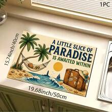 1pc Beach Luggage Print Absorbent Mat/Drying Mat/Drip Mat For Coffee Maker, Tableware - Absorbent Polyester Desktop Protective Mat With Non-Slip Rubber Backing, For Kitchen Counter Decor, Home Bar And Dining Table - Multicolor - View 8