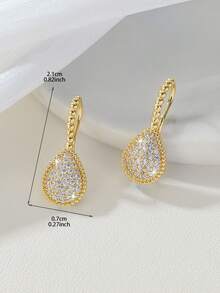 1 Pair Women's/Vintage Zirconia Teardrop Earrings, Delicate & Elegant, Minimalist & Versatile, Suitable For Gifting On Holidays, Dates, Parties, Gatherings - Multicolor - View 5