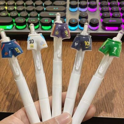 5pcs Creative Soccer Shorts Topper Ballpoint Pen, Sporty Football Shorts Decor Writing Pen, Novelty Smooth Desk Stationery For Office Notes, Journal, Planner, Work Desk And Daily Writing